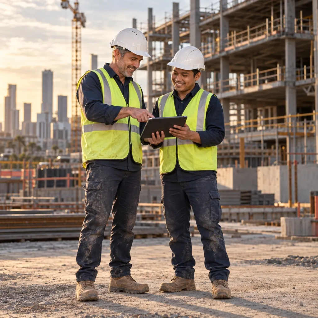 Site supervisor and international tradesperson on an Australian construction site