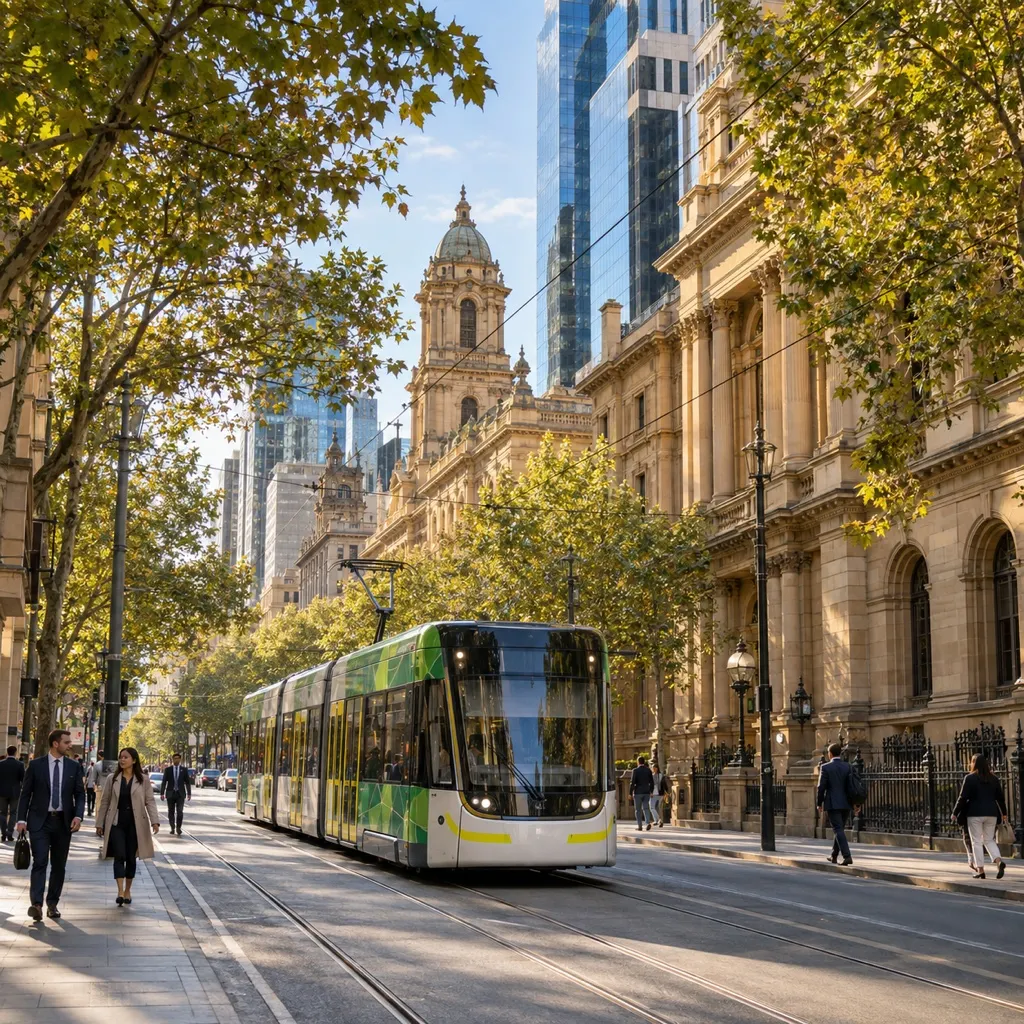 Heritage and modern buildings on Collins Street, Melbourne